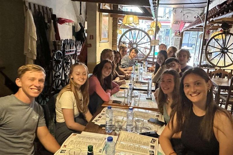 students enjoying a dinner in Utrecht
